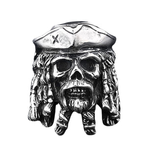 GUNGNEER Viking Punk Skull Ring Stainless Steel Gothic Punk Rock Jewelry Accessories Men Women