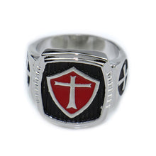 Load image into Gallery viewer, GUNGNEER Knight Templar Cross Stainless Steel Silver Plated Ring with Bangle Jewelry Set