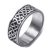 Load image into Gallery viewer, GUNGNEER Stainless Steel Celtic Knot Ring with Irish Cross Necklace Jewelry Set Men Women