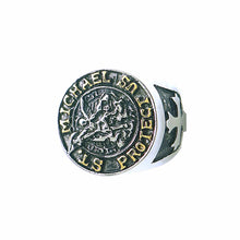 Load image into Gallery viewer, GUNGNEER The Archangel Protect Us St Michael Ring Stainless Steel Jewelry For Men