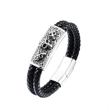 Load image into Gallery viewer, GUNGNEER Skeleton Skull Double Layers Leather Bracelet Bangle Protection Jewelry Men Women