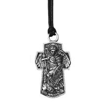 Load image into Gallery viewer, GUNGNEER St Michael Cross Necklace Black Rope Chain Protection Jewelry For Men Women