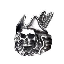 Load image into Gallery viewer, GUNGNEER 2 Pcs Punk Stainless Steel Viking Pirate Skull Ring Halloween Jewelry Set Men Women