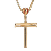 Load image into Gallery viewer, GUNGNEER Baseball Cross Necklace Stainless Steel Chain Jewelry Accessory For Men Women