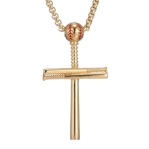 GUNGNEER Baseball Cross Necklace Stainless Steel Chain Jewelry Accessory For Men Women