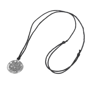 GUNGNEER Wicca Pentagram Moon Bracelet Leather Amulet Bangle Pendant Necklace Jewelry Set