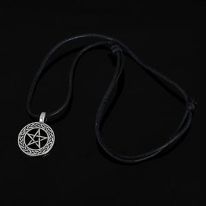 GUNGNEER Wicca Pentagram Pendant Necklace Leather Viking Bracelet Amulet Jewelry Set Men Women
