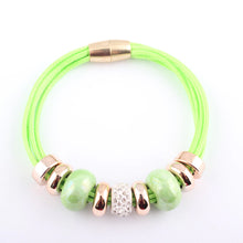 Load image into Gallery viewer, HoliStone Trendy Beaded Leather Bracelet with Magnetic Clasp Lucky Charm for Women and Men