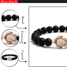Load image into Gallery viewer, HoliStone 8mm Natural Stone with Turtle Lucky Charm Bracelet ? Anxiety Stress Relief Yoga Meditation Energy Balancing Lucky Charm Bracelet for Women and Men