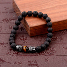 Load image into Gallery viewer, HoliStone Ethnic Style Hematite Lava Stone Bracelet with Buddha Energy Lava &amp; Tiger Eye Stone Lucky Charm for Women and Men
