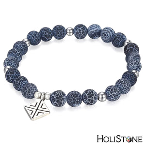 HoliStone Unique Blue Natural Stone with Stylish Stainless Steel Chain Bracelet for Men