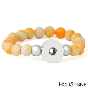 HoliStone Stone Beaded Bracelet with Snap Button ? Anxiety Stress Relief Yoga Meditation Energy Balancing Lucky Charm Bracelet for Women and Men