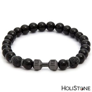 HoliStone Stylish Hematite Stone with Crown/Dumbbell Bracelet for Women and Men