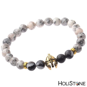 HoliStone Natural Stone with Warrior Helmet Bracelet for Women and Men