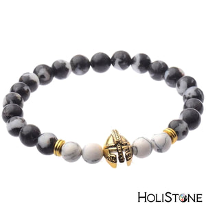 HoliStone Natural Stone with Warrior Helmet Bracelet for Women and Men
