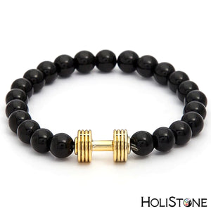 HoliStone Stylish Hematite Stone with Crown/Dumbbell Bracelet for Women and Men