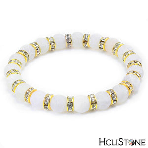 HoliStone Pure Natural Stone with Rhinestone Trendy Bracelet for Women and Men