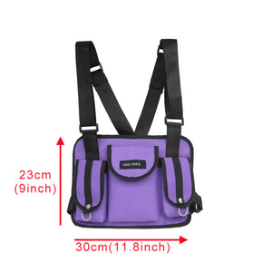 2TRIDENTS Chest Harness Bag Streetwear Style for Both Women and Men (Black)