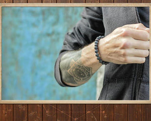 HoliStone Trendy Simple Natural Lava Stone with Wooded Hematite Bead Bracelet for Men and Women