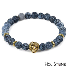 Load image into Gallery viewer, HoliStone Natural Energy Stone Leopard Lion Owl Head Bracelet ? Anxiety Diffuser Yoga Meditation Energy Balancing Charm for Women and Men
