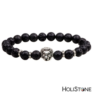 HoliStone Natural Stone Lion Head Energy Empowering Bracelet for Women and Men