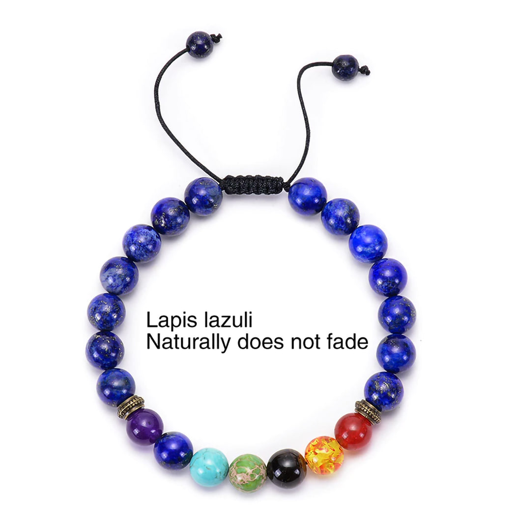 HoliStone Adjustable 7 Chakras and Natural Lava Stone Bracelet ? Anxiety Stress Relief Yoga Meditation Energy Balancing Lucky Charm Bracelet for Women and Men