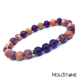 HoliStone Natural Amethyst Stone Bracelet ? Anxiety Stress Relief Yoga Meditation Energy Balancing Lucky Charm Bracelet for Women and Men