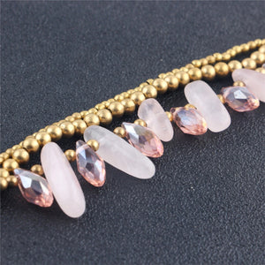 HoliStone Multi Layer Natural Crystal Stone Boho Bead Bracelet for Women ? 7 inches