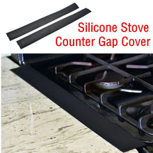 Load image into Gallery viewer, 2TRIDENTS 2 Pcs Silicone Stove Counter Gap Cover - Oil Proof Kitchen Accessory (Black)