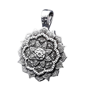 GUNGNEER Lotus Flower Mandala Necklace With Om Symbol Hindu Jewelry Amulet For Men Women