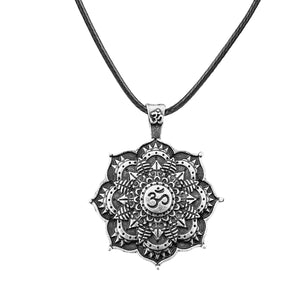 GUNGNEER Om Mandala Necklace Rope Chain Lotus Flower Jewelry Accessory For Men Women