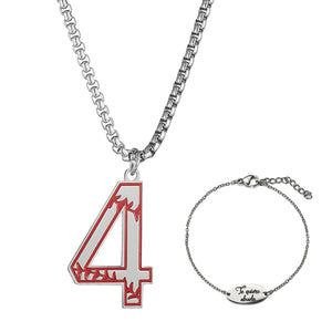 GUNGNEER Baseball Number Stainless Steel Pendant Necklace with Bracelet Sport Jewelry Set