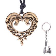 Load image into Gallery viewer, GUNGNEER Triquetra Celtic Knot Unicorn Pendant Necklace Axe Key Chain Jewelry Set Men Women
