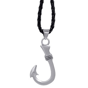 GUNGNEER Men Stainless Steel Hawaiian Fish Hook Pendant Necklace Chain Bracelet Jewelry Set