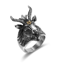 Load image into Gallery viewer, GUNGNEER Stainless Steel Multi-size Baphomet Ring Satanic Goat Head Jewelry Gift For Men