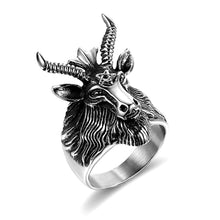 Load image into Gallery viewer, GUNGNEER Stainless Steel Multi-size Baphomet Ring Satanic Goat Head Jewelry Gift For Men