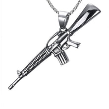 Load image into Gallery viewer, GUNGNEER Stainless Steel Hip Hop Gun Pendant Necklace Link Chain Bracelet Military Jewelry Set