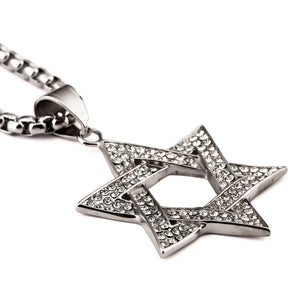 GUNGNEER David Star Necklace Stainless Steel Pray Israel Jewelry Accessory For Men Women