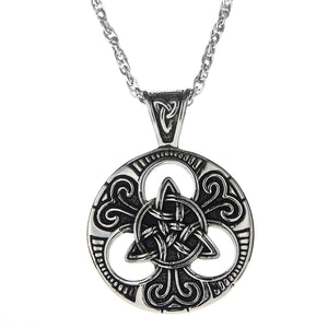 GUNGNEER Triquetra Celtic Knot Stainless Steel Pendant Necklace Irish Jewelry for Men Women