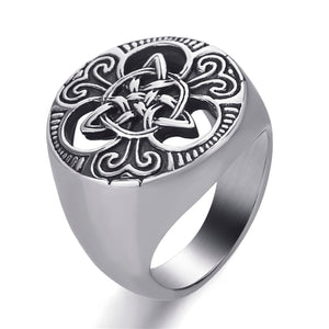 GUNGNEER Irish Celtic Knot Triquetra Stainless Steel Ring Amulet Jewelry