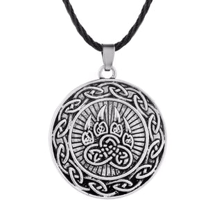 GUNGNEER Celtic Knot Bear Paw Stainless Steel Trinity Pendant Necklace Jewelry Men Women