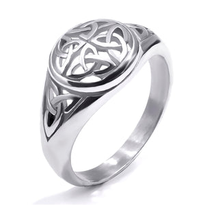 GUNGNEER Celtic Knot Triquetra Stainless Steel Ring Jewelry Accessories for Men Women