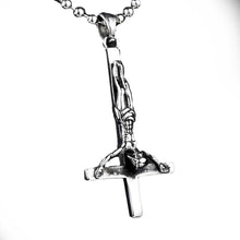 Load image into Gallery viewer, GUNGNEER Stainless Steel Satanic Inverted Cross Pendant Necklace Demonic Jewelry For Men