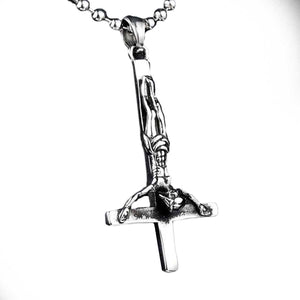 GUNGNEER Stainless Steel Satanic Inverted Cross Pendant Necklace Demonic Jewelry For Men