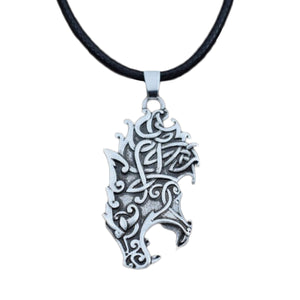 GUNGNEER Celtic Irish Knot Wolf Head Stainless Steel Pendant Necklace Jewelry Men Women