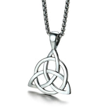 Load image into Gallery viewer, GUNGNEER Celtic Triquetra Pendant Necklace with Beaded Bracelet Stainless Steel Jewelry Set