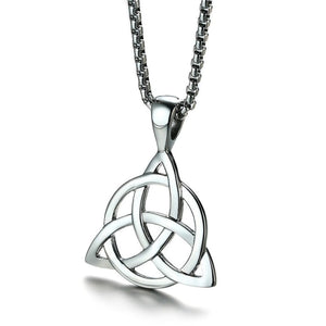 GUNGNEER Celtic Triquetra Pendant Necklace with Beaded Bracelet Stainless Steel Jewelry Set