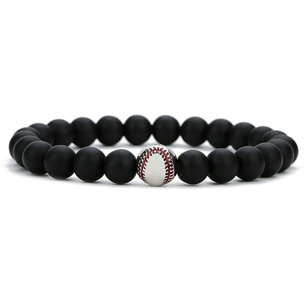 GUNGNEER Trendy Baseball Bead Bracelet Stone Sports Jewelry Accessory For Men Women