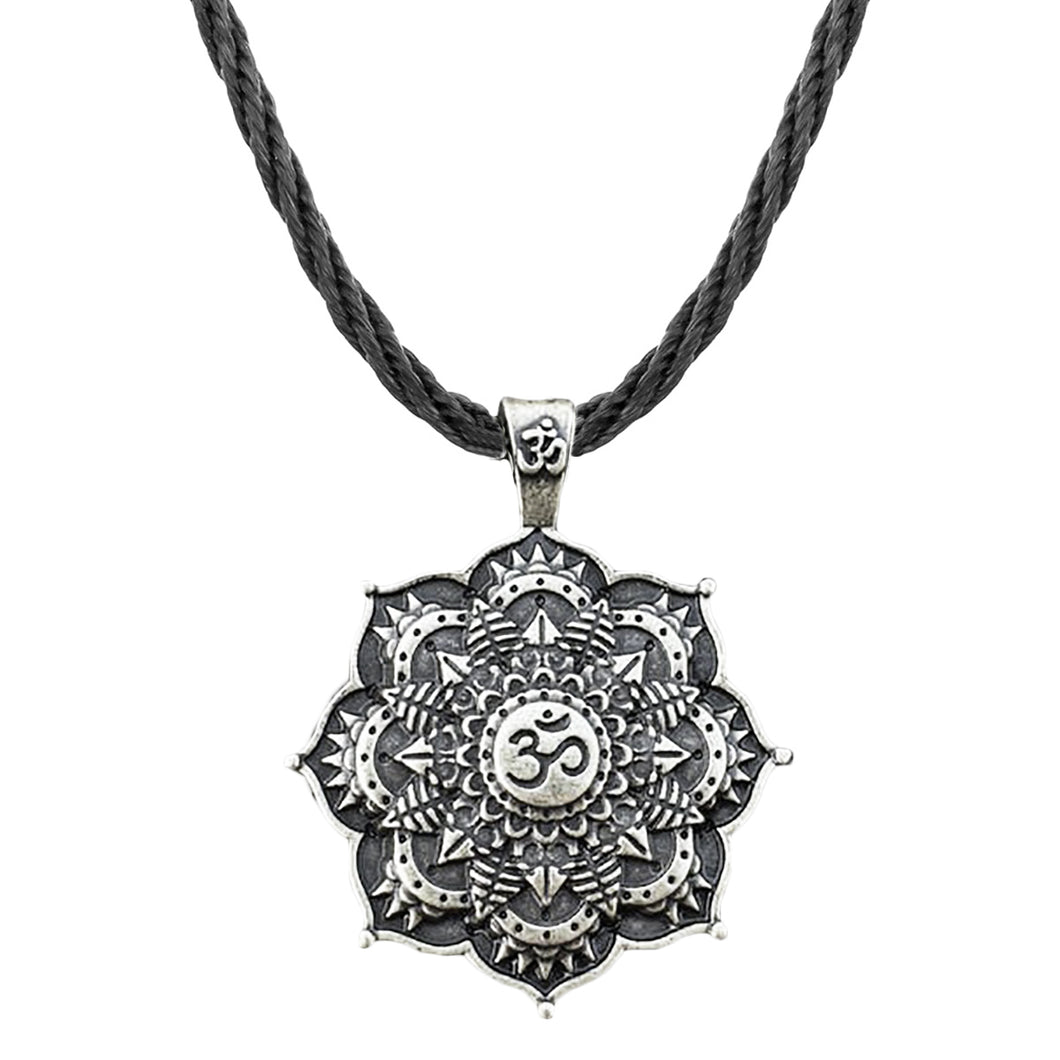 GUNGNEER Om Mandala Necklace Rope Chain Lotus Flower Jewelry Accessory For Men Women