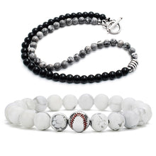 Load image into Gallery viewer, GUNGNEER Trendy Baseball Bead Necklace Stone Sports with Bracelet Jewelry Accessory Men Women